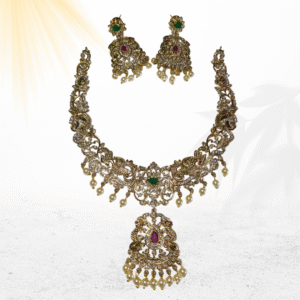 AvloraModa Antique Gold-tone Necklace Set